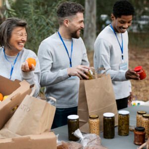 close-up-people-collecting-food